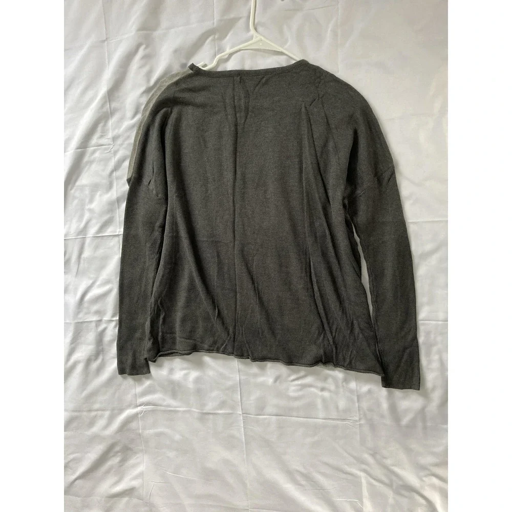 Joan Vass‎ Sweater Women M Gray Colorblock Geometric Knit Pullover Lightweight - Picture 4 of 10